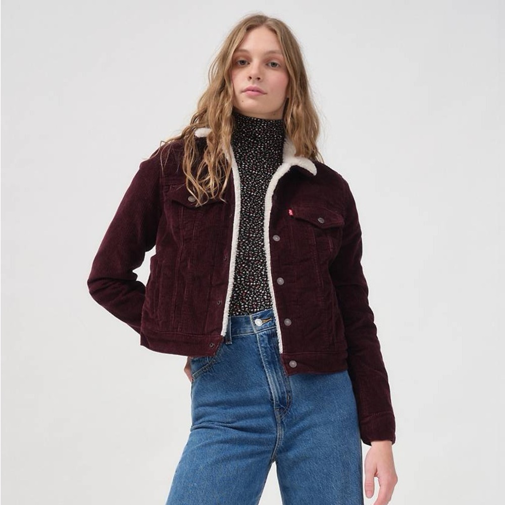 Levi’s Original Sherpa Corduroy Trucker Jacket Size M in Red